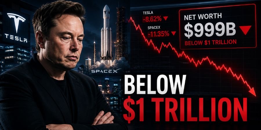 You are currently viewing Elon Musk Net Worth Plunges Below $1 Trillion After Market Shock